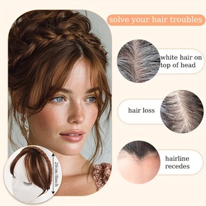 Perruque bandeau tressée pour femme avec <span class=keywords><strong>frange</strong></span> en forme de huit, couvre-<span class=keywords><strong>cheveux</strong></span> pour <span class=keywords><strong>cheveux</strong></span> gris, volume naturel accru, pour la frontière et les tempes - Product Image 2