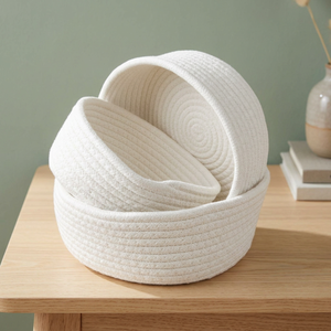 Cotton Rope Storage <b>Baskets</b> Bowl Shape <b>Stackable</b> Nordic Style Multi-Purpose Neatening Organizers - Product Image 2