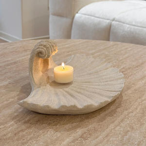 Portavelas y Lámpara de Pared de Concha de Arenisca de Mármol Natural, Decoración Boho Costera, Luz de Mesa/Pared de Doble Uso - Product Image 5