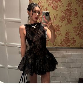 Vestido Mini de Encaje, Vestido con Lazo en la Espalda, Vestido con Volantes, Vestido de Noche de Lujo, Vestido Formal de Alta Gama - Product Image 6