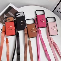 Dompet Kulit PU Mewah Model Selempang untuk iPhone 17 16 Pro Max, Penutup Ponsel Multi-Fungsi dengan Tempat Kartu dan Tali Panjang