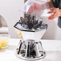 Ensemble de couverts en diamant poli avec support doré chromé à facettes pour hôtels, vente en gros, OEM