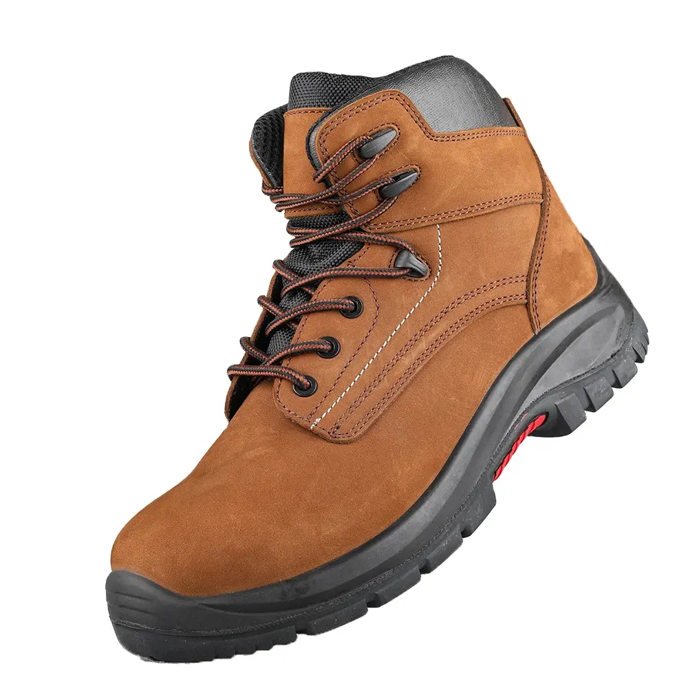Nubuck sapatos de segurança para homens, fabricante de couro genuíno para trabalho e segurança industrial