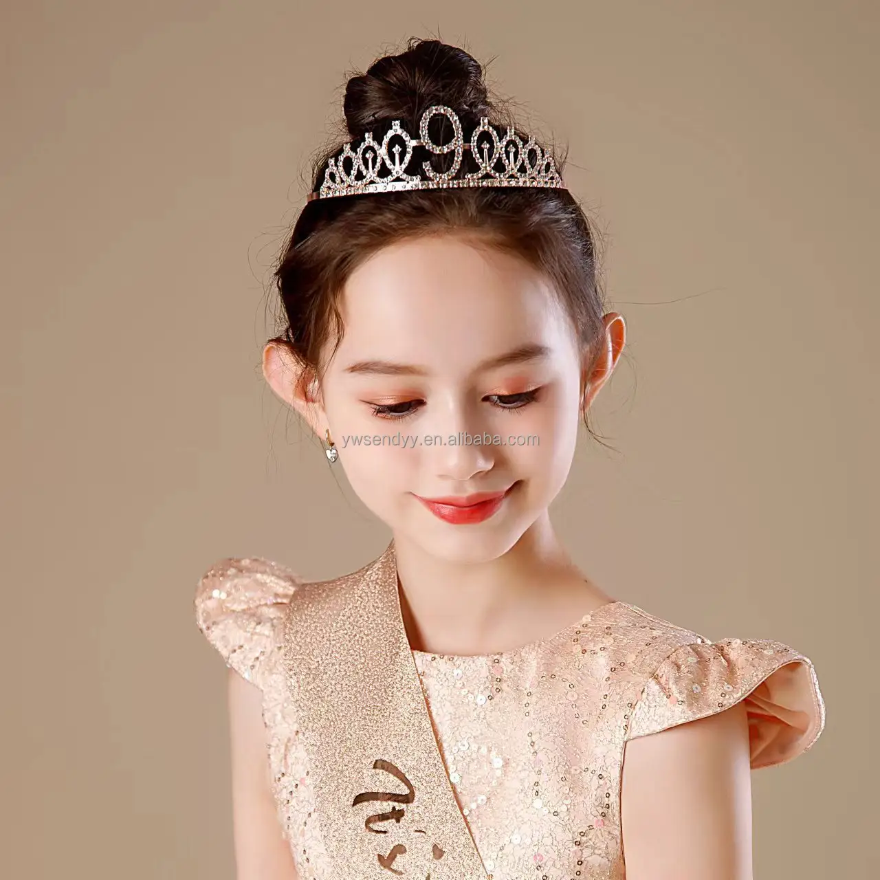 Su misura per bambine 1-7 anni festa di compleanno Tiara Tiara lega corone Set fascia di strass