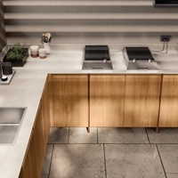 Cuisine extérieure moderne, armoire en bois massif, porte en chêne, design modulaire, surface facile à nettoyer