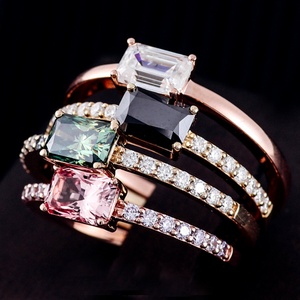 Anillo de Compromiso y Matrimonio de Oro Real de 10K y 14K con Moissanita, Corte Radiante, Color Arcoíris, Joyería Fina de Provenza 2025 - Product Image 1