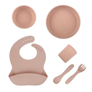 Juego de vajilla ecológica para alimentación de bebé, cuencos de <span class=keywords><strong>silicona</strong></span> esenciales, platos, cucharas, vasos, novedad - Product Image 2