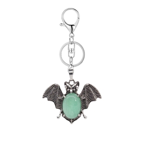 China Factory Wholesale Good Quality Natural Gemstone Crystal Green Aventurine Keychain Men Women's Bat Pendant Keychain