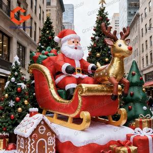 <span class=keywords><strong>Père</strong></span> <span class=keywords><strong>Noël</strong></span> gonflable suspendu sur un traîneau de rennes avec lumières LED, décoration de <span class=keywords><strong>Noël</strong></span> pour centre commercial - Product Image 2