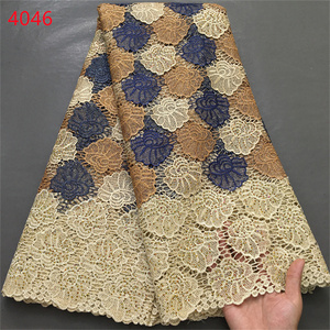 4046 di alta qualità prezzo all'ingrosso ultimo tessuto di pizzo Guipure con pietre per africano sposa corda da sposa tessuto vestito - Product Image 5