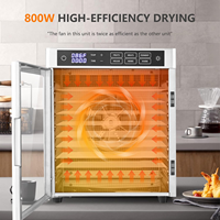 Déshydrateur alimentaire domestique à 10 étages, 800W, double couche, acier inoxydable, sécheuse alimentaire, fruits, légumes, minuterie, machine de déshydratation