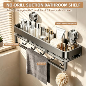 Estante de Almacenamiento para Baño, Elevado y Montado en la Pared Sin Perforaciones, para Baño o Lavabo, Estante de Almacenamiento de Alta Gama - Product Image 4