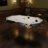 Table de poker Texas Hold'em en verre trempé avec pieds pliants en métal, pour 4/8/6 joueurs, table de jeu moderne de luxe pour divertissement intérieur