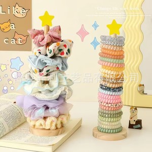 Star Shaped Hair Tie Storage Rack Solid Wood Desktop Organizer Multi Layer Hair Accessory Display <b>Stand</b> For Dorm Room - Product Image 1