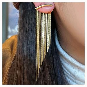 Xinfly Solid 18K Gold Hoop <b>Earrings</b> Tassel <b>Dangle</b> Design Bespoke Fine Jewelry for Women Luxury Non Tarnish Waterproof - Product Image 1