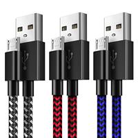 Câble de chargement USB tressé en nylon 2,4 A pour iPhone, lot de 5, 1m, 2m, 3m