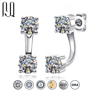 Boucles d'oreilles convertibles en argent sterling 925 avec moissanite, clous ajustables en pendantes, bijoux en dropshipping - Product Image 1