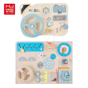 HW children's educational games wooden steering wheel music busy board baby STEM toys