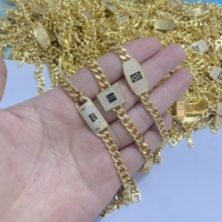 Rantai Cuban Tebal Pria 6-14mm Terbuat dari Tembaga Emas 18k Klasik Vintage Trendi Hip Hop Gelang Rantai Modis