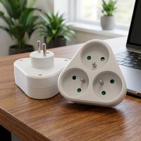 Adaptateur de prise de type français 3X16A 230V 3680W avec protection pour enfants, matériau PP, rotatif, prise 3 voies, homologué NF