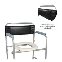Chaise de toilette mobile portable pliable en acier avec roulettes verrouillables et dossier de soutien pour personnes âgées et handicapées