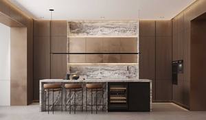 Plan de travail de cuisine en marbre naturel, placage en bois massif, armoire de cuisine en bois grainé, fabriqué à Foshan - Product Image 5