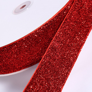 Wholesale Single Side Face Garment Accessories Gold Green Belt Glitter Velvet Riband <strong>Sequin</strong> Velour <strong>Ribbon</strong> - Product Image 3