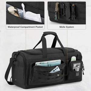 Sac de voyage tactique en denim avec fermeture éclair, capacité 50L, pour la gym et le sport, compartiment à chaussures, résistant à l'eau - Product Image 4