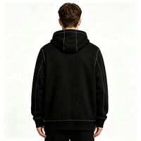 Sweat à capuche zippé pour homme, 430 g/m², en molleton de coton brodé, style streetwear hiver, décontracté, chaud et confortable
