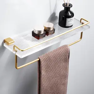 Bathroom bathroom shelf wall-mounted hole-free toilet Toilet storage rack acrylic Walnut shelving wood shelf