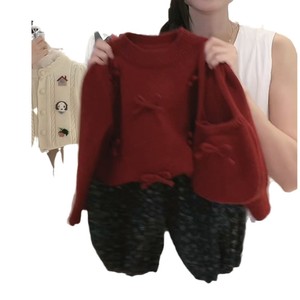 Tongxingyuan Baby Girls Sweater Set <b>Red</b> Knitted Pullover With <b>Bow</b> Detail Spring Autumn Fashion Outfit - Product Image 5