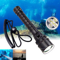 Lampe torche de plongée sous-marine en aluminium LED rechargeable USB avec batterie 18650, étanche IP68, portée du faisceau de 200-300 m, vente en gros
