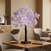Lila Künstlicher Kirschblütenbaum Licht LED Tisch-Blumenlampe Warmes Licht Heimdekoration