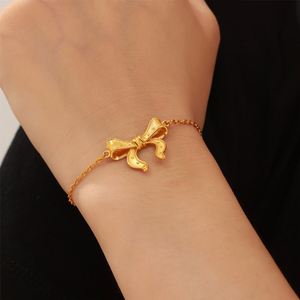 Waterproof 18K Gold Plated Stainless Steel Bowknot Heart Jewelry <b>Set</b> Women Tarnish-Free Earring <b>Bracelet</b> Party Trendy Wedding - Product Image 5