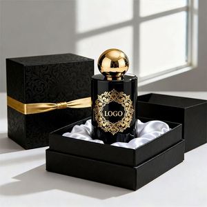 Best Price Round Perfume Bottles 50MI <b>Empty</b> Perfume Bottle 30MI 100MI Black Perfume Bottle Luxury with <b>Box</b> and Golden Lid - Product Image 1