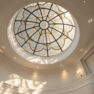 Dôme de plafond en vitrail européen multicolore géométrique pour villa, hall, escalier, éclairage et décoration panoramique - Product Image 4