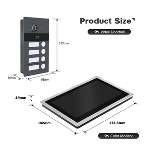 New Arrival TCP/IP xây dựng hệ thống <span class=keywords><strong>intercom</strong></span> Màn hình màu và không thấm nước IP65 Camera Doorbell Kit cho 4 gia đình sử dụng - Product Image 3