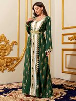 Y49 Abaya arabe du Moyen-Orient, cardigan brodé, gilet, ensemble deux pièces, robe de mariée vintage d'été en polyester longueur cheville
