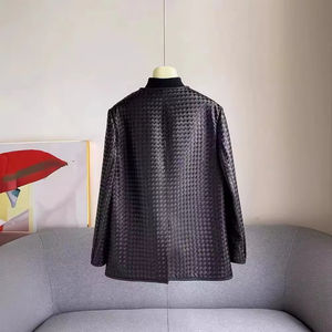 4266 Super Offerta Giacca da Tailleur Semplice in <span class=keywords><strong>Pelle</strong></span> Monopetto Elegante in Vera <span class=keywords><strong>Pelle</strong></span> Intrecciata da <span class=keywords><strong>Donna</strong></span> - Product Image 3