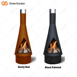 GNEE Corten Steel Eco-Friendly All-Season Outdoor Fireplace Conical Wood <b>Burning</b> Fire Pit Chimney <b>for</b> Garden Patio Backyard - Product Image 2
