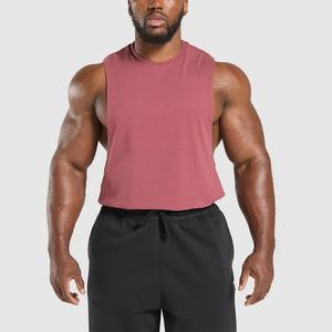 Custom <b>High</b> Quality <b>pink</b> Workout tank <b>Top</b> Ribbed Neck Singlet Mens O-neck Collar Loose tank <b>Tops</b> Gym Vest for Men - Product Image 5