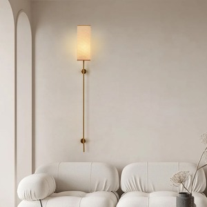 Lámpara de pared minimalista de tela de lino, luz Led E27 con control de interruptor, estilo nórdico, iluminación para dormitorio, mesita de noche y pasillo - Product Image 4