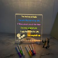 Tableau effaçable à sec en acrylique avec éclairage LED rechargeable, support rectangulaire, lumière blanc chaud pour bureau, école, maison, chambre à coucher