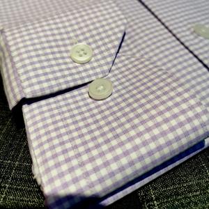 Camisa Formal para Hombre, 100% Algodón, Diseño Geométrico a Cuadros <span class=keywords><strong>Vichy</strong></span> Morado |   Camisetas de Verano Personalizables, Transpirables y Ecológicas - Product Image 5