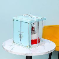 Boîte à gâteau carrée transparente Douyin BanZhi de 6 à 12 pouces, emballage durable de qualité alimentaire pour la pâtisserie et les gâteaux d'anniversaire