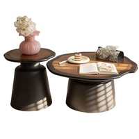 Table basse moderne minimaliste en bois massif de style crème, sans assemblage requis, idéale pour les petits salons