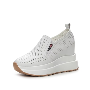Zapatos Deportivos Casuales de Moda Primavera-Otoño 2025 para Mujer, Blancos, Sin Cordones, <span class=keywords><strong>con</strong></span> Plataforma de 10 cm de Altura Interior, Mocasines de <span class=keywords><strong>Cuña</strong></span> <span class=keywords><strong>con</strong></span> Suela Gruesa de PVC Suave - Product Image 5