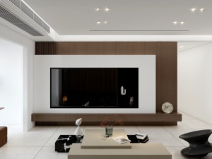 Mobile <span class=keywords><strong>TV</strong></span> Moderno in Legno con Ampie Mensole, Design Robusto da Parete, Finitura Eco-Friendly, Adatto per <span class=keywords><strong>TV</strong></span> a Schermo Piatto da 55/<span class=keywords><strong>59</strong></span> <span class=keywords><strong>Pollici</strong></span> - Product Image 1