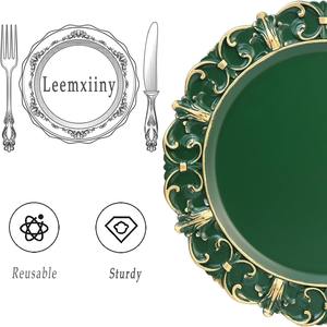 Platos Base Decorativos Verdes Personalizados de Plástico para Platos de Cena, Fiestas, Bodas, Acción de Gracias, Navidad - Product Image 6