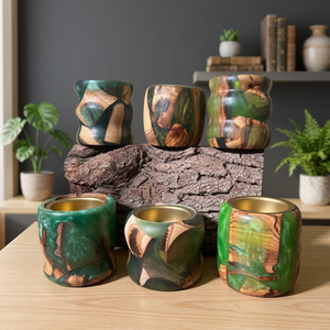 Brûleur Bakhoor élégant en résine et bois pour les festivals de l'Aïd et du Ramadan, parfait pour la maison - Product Image 1